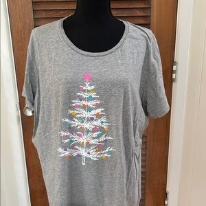 Gray Christmas Tree Graphic Women's Top